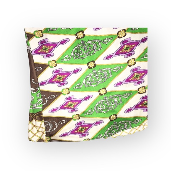 aso TV’s 90210 ✦ Sky ✦ Jeweled Neck Bold Print Silk Halter Top ✦ Braided Straps - Picture 11 of 16